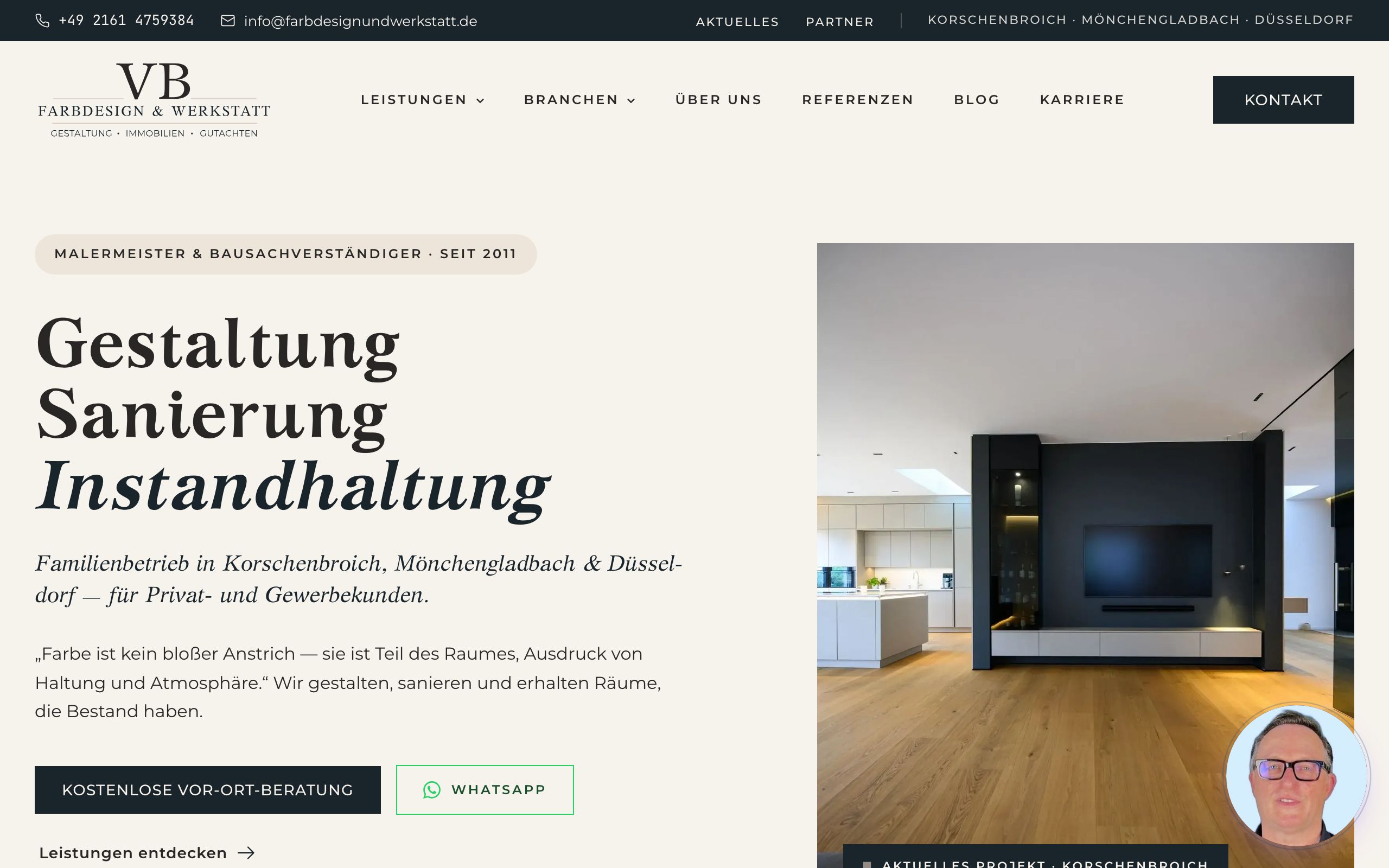 Screenshot der Website von Farbdesign & Werkstatt