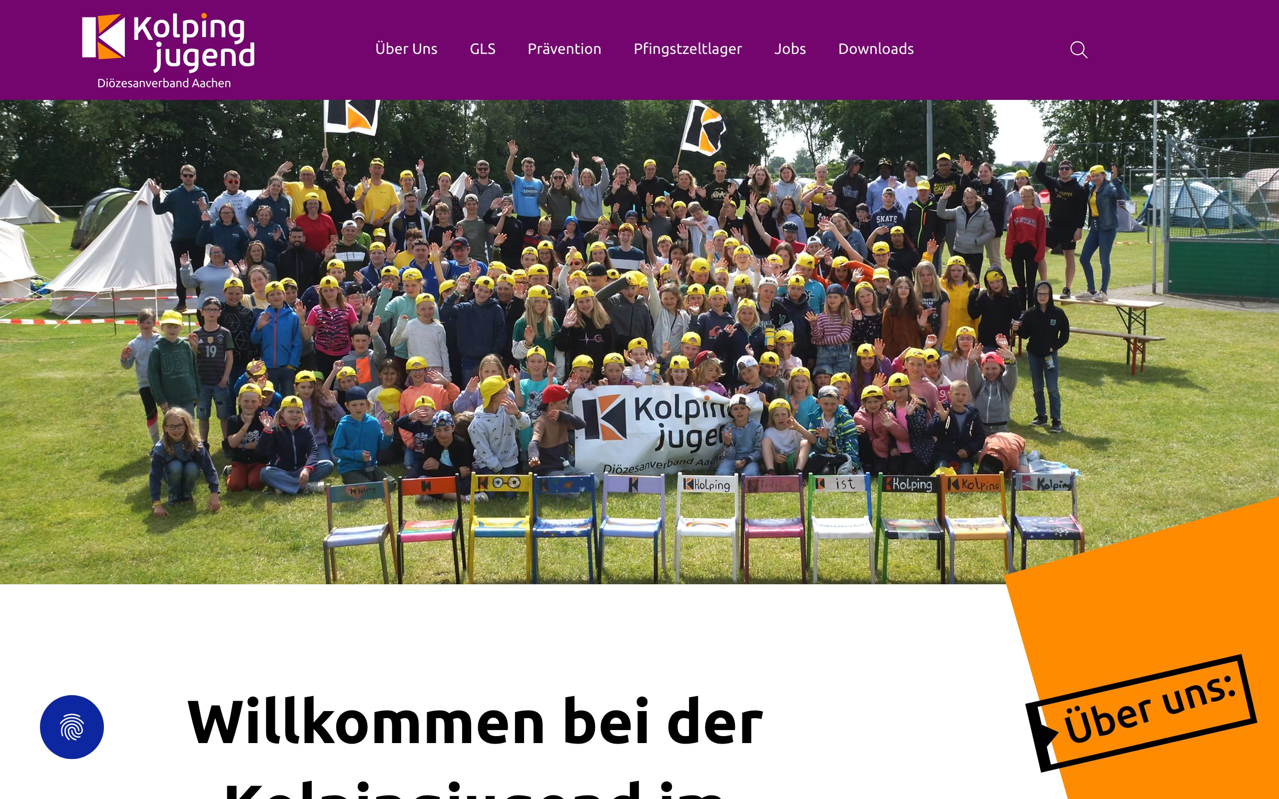 Screenshot der Website von Kolpingjugend DV Aachen