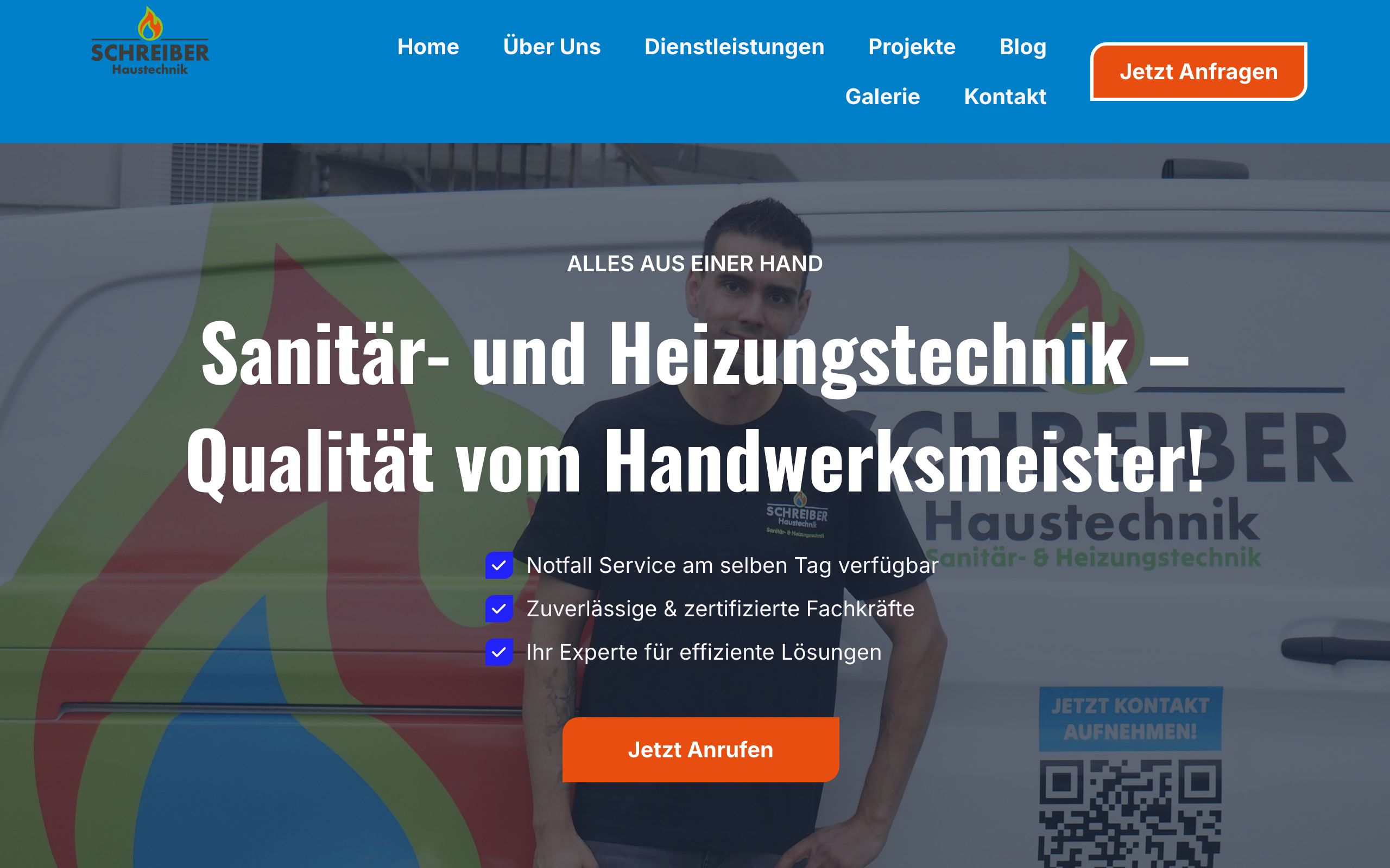 Screenshot der Website von Schreiber Haustechnik