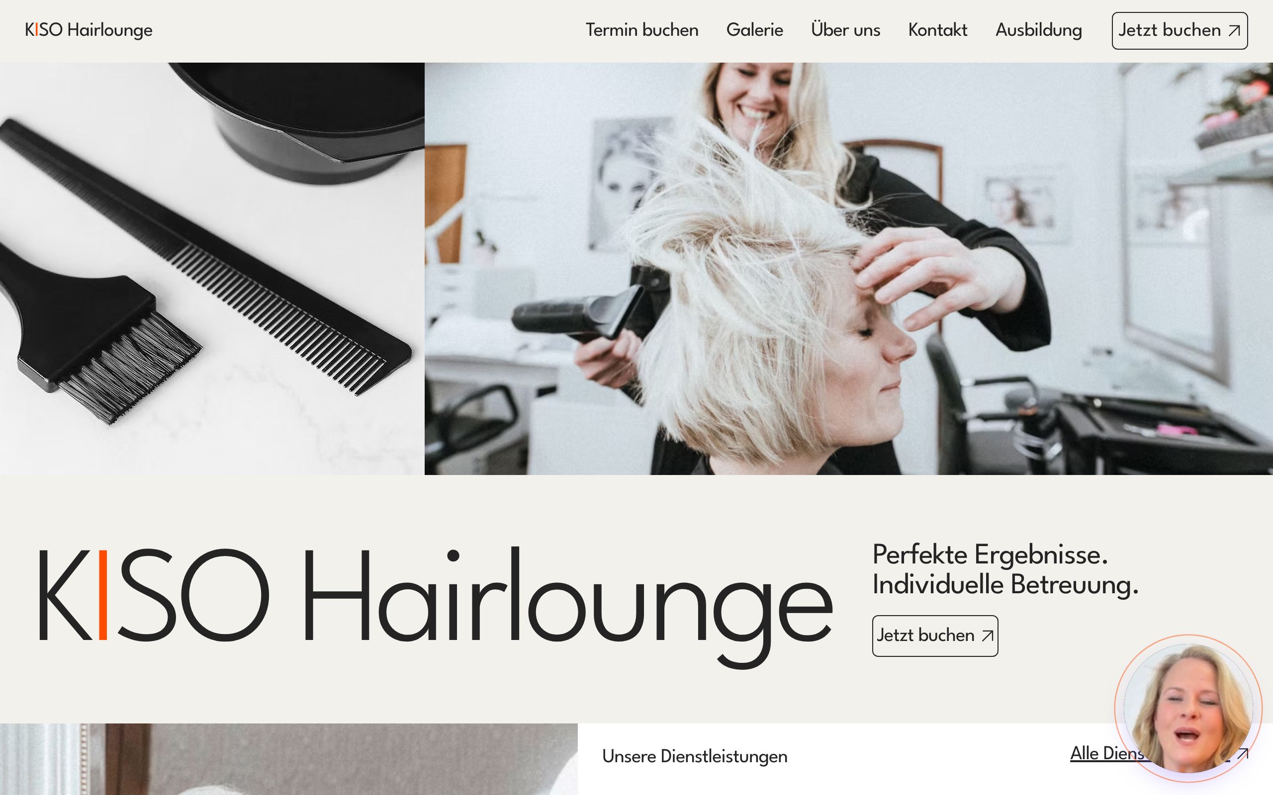 Screenshot der Website von KISO Hairlounge